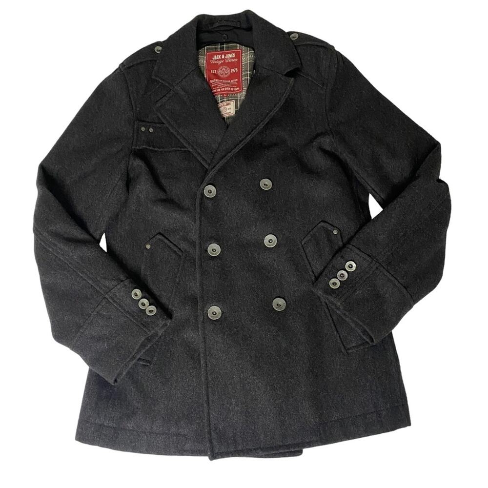 Jack & Jones Women's Gray Pea Coat Size Large